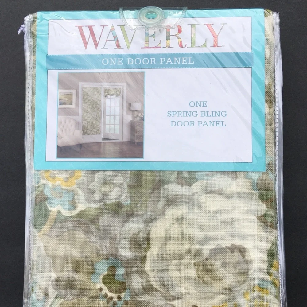 Waverly French Door Panel 26” x 68” One Panel Spring Bling Floral Platinum New